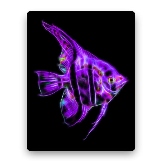 Angelfish Aluminium Metal Wall Plaque with Stunning Fractal Art Design.