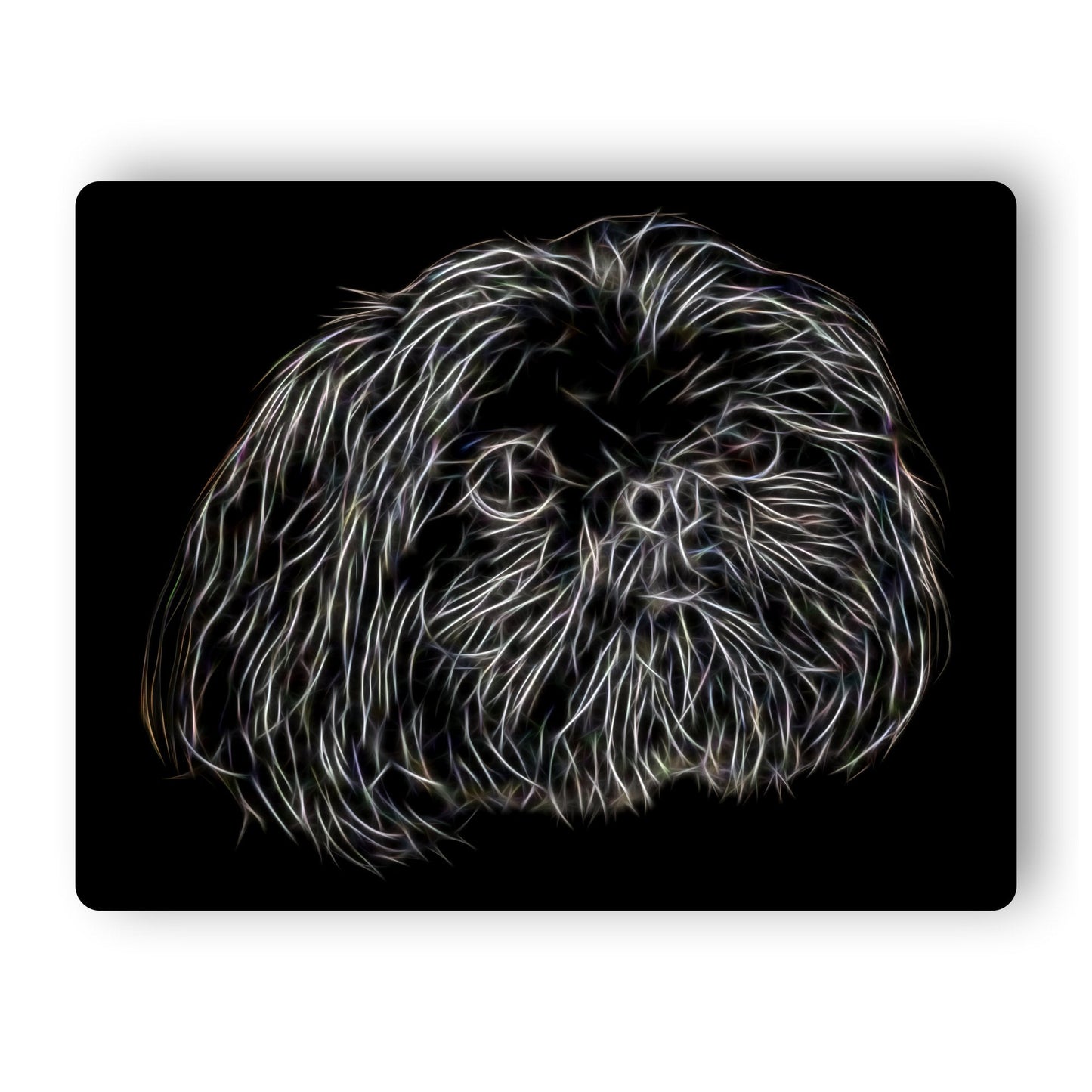 Black Shih Tzu Metal Wall Plaque with Stunning Fractal Art Design