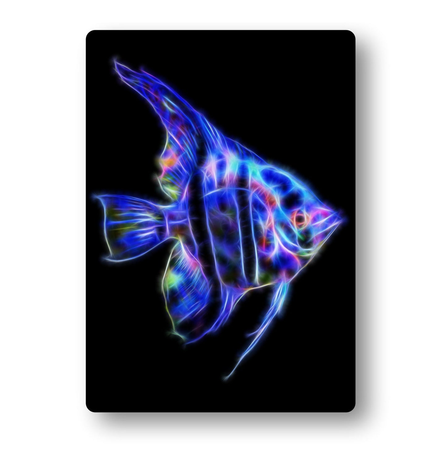 Angelfish Aluminium Metal Wall Plaque with Stunning Fractal Art Design.