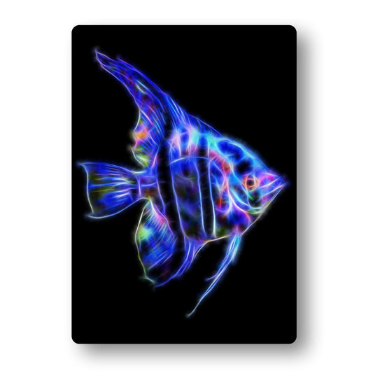 Angelfish Aluminium Metal Wall Plaque with Stunning Fractal Art Design.