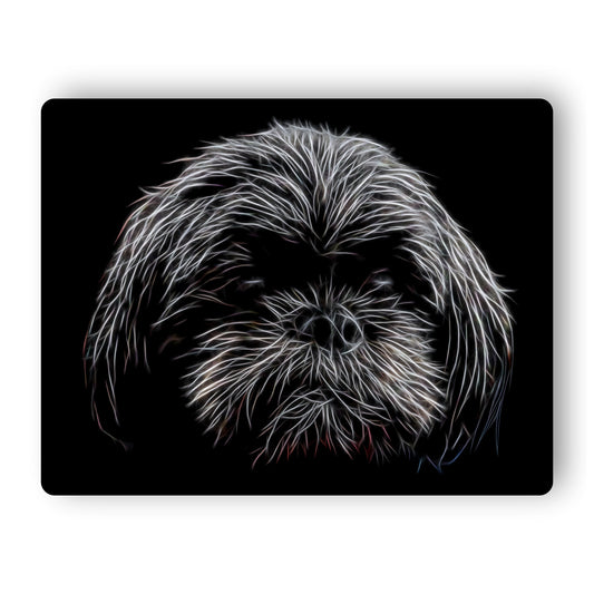 Black Shih Tzu Metal Wall Plaque with Stunning Fractal Art Design