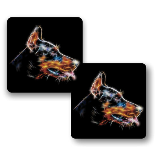 Doberman Coasters, Set of 2, with Stunning Fractal Art Design.
