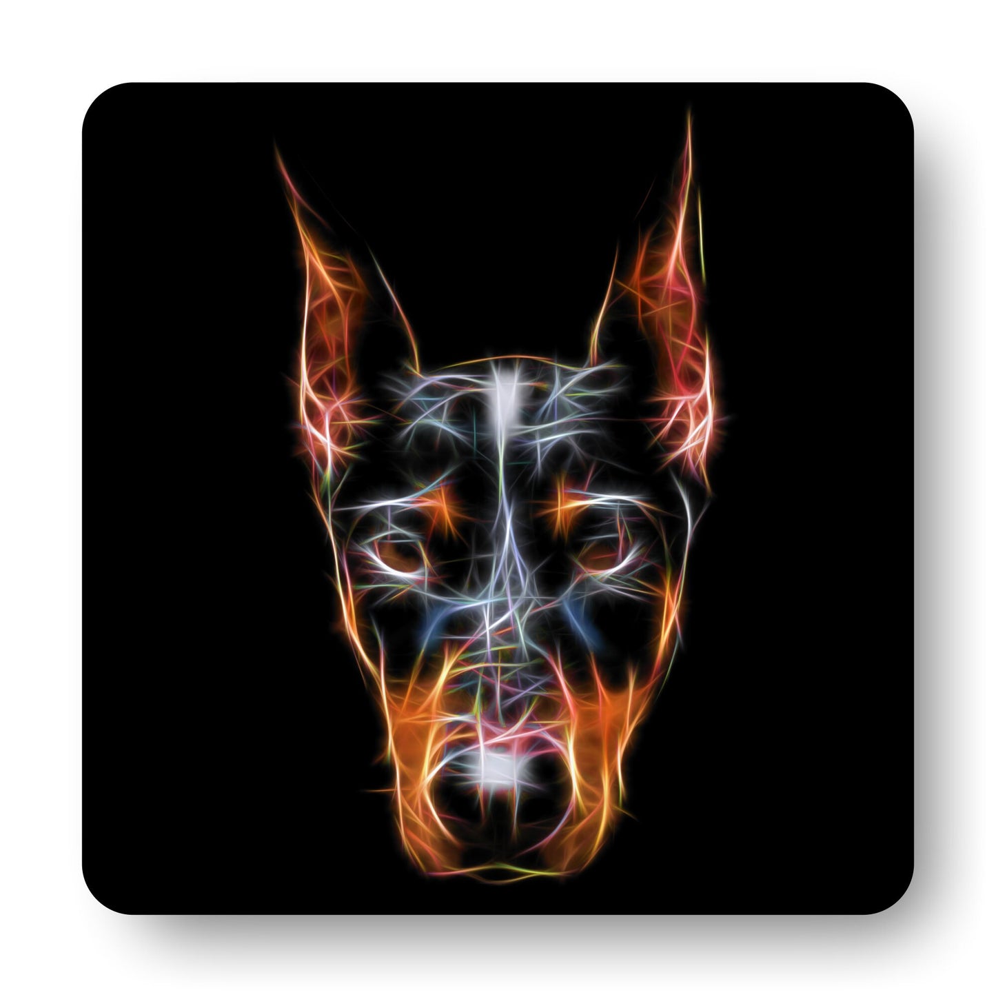 Doberman Coasters, Set of 2, with Stunning Fractal Art Design.