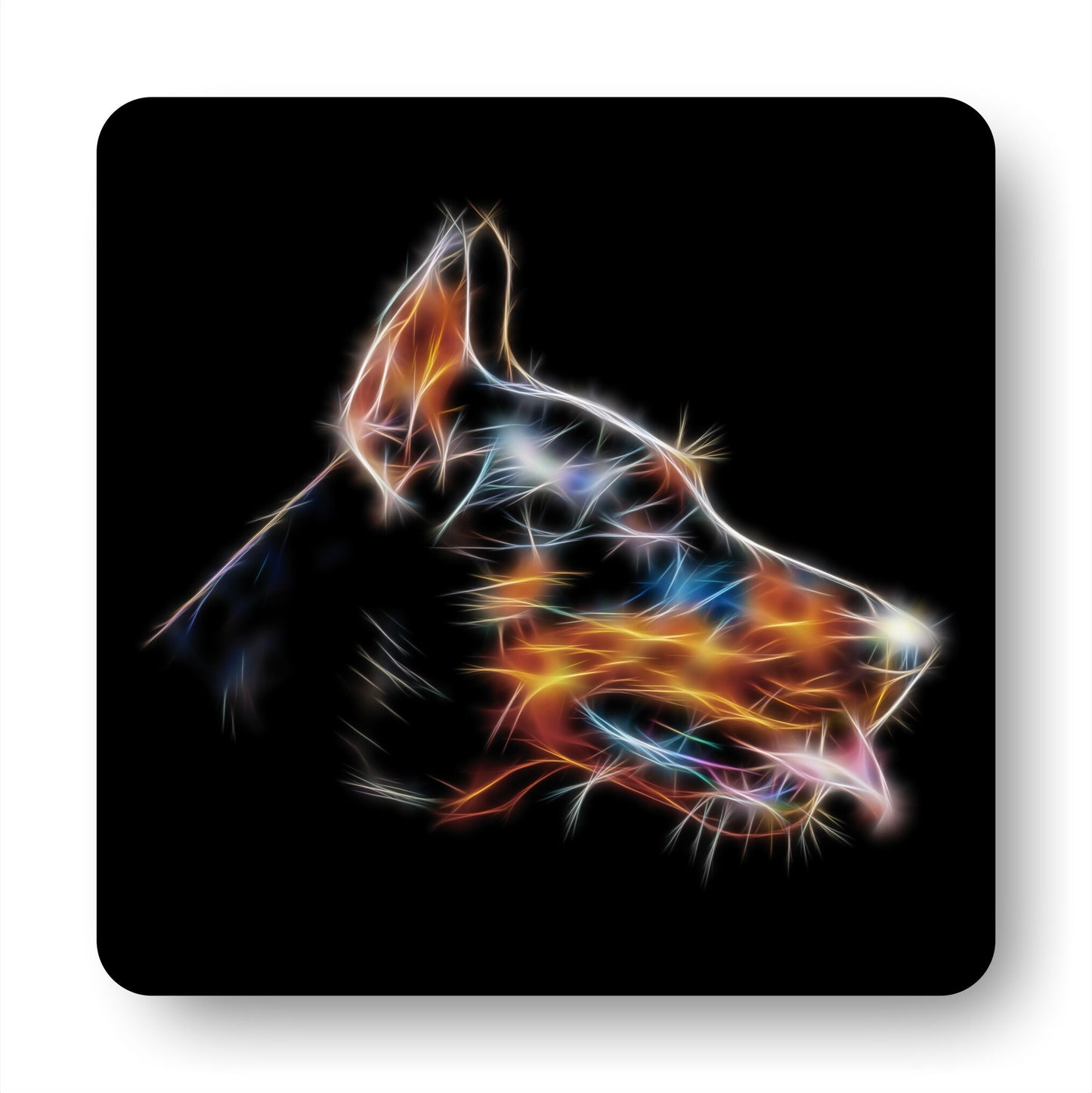 Doberman Coasters, Set of 2, with Stunning Fractal Art Design.