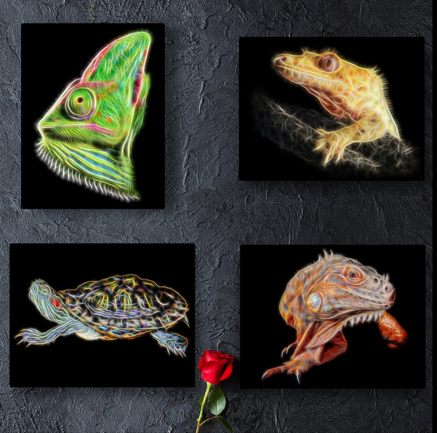 Reptile Print with Stunning Fractal Art Design. Various Sizes and Designs Available. Chamaeleon Gecko Snake Tortoise