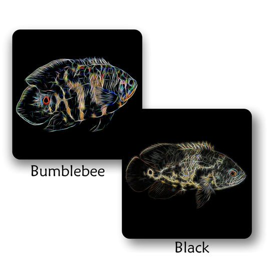Oscar Cichlid Coaster with Stunning Fractal Art Design. Choose One of 14 Oscar Fish Designs