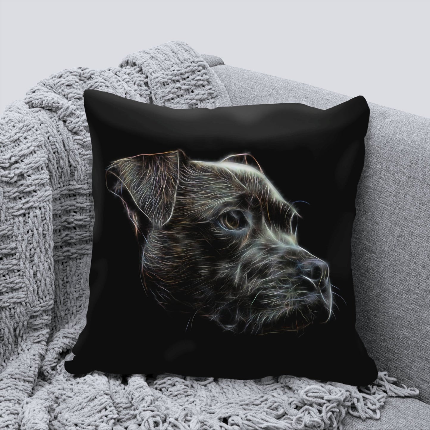 Black Staffordshire Bull Terrier Cushion