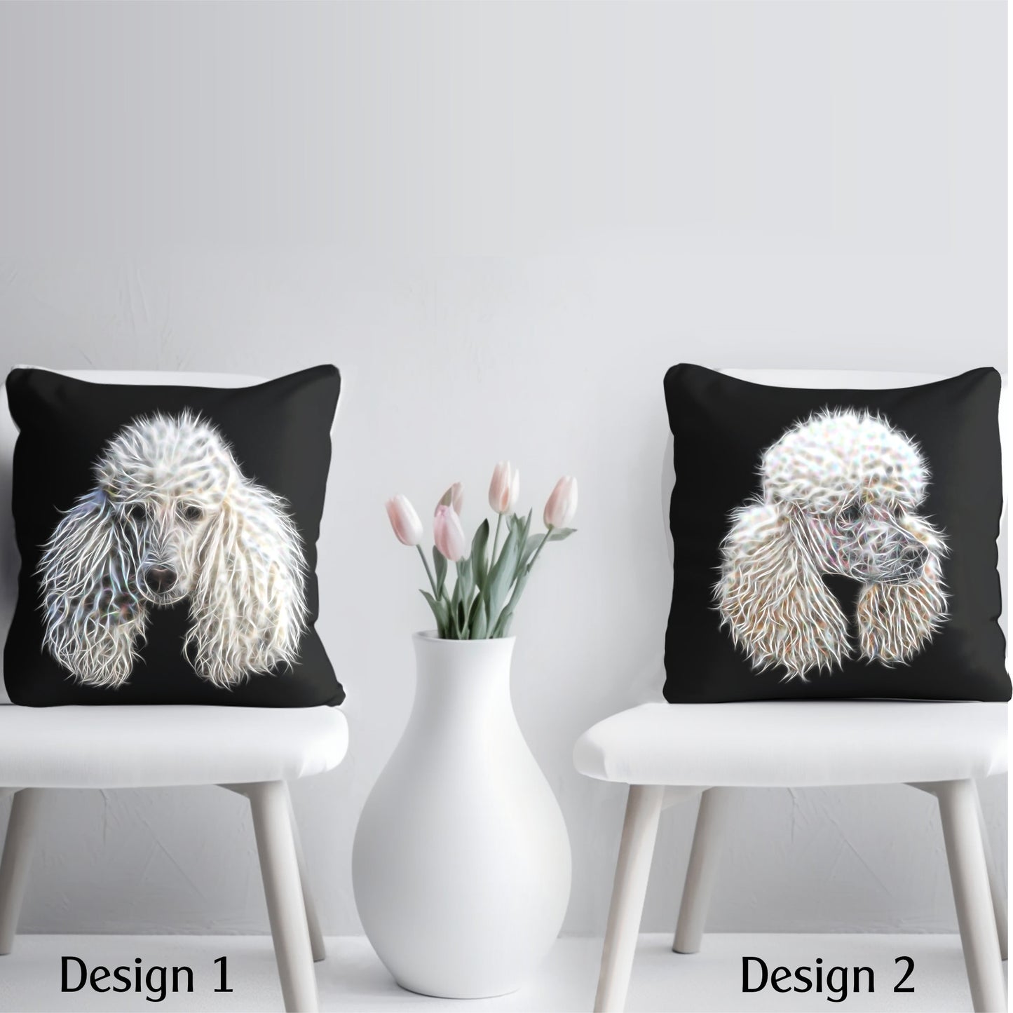 WHITE STANDARD POODLE CUSHION PILLOW