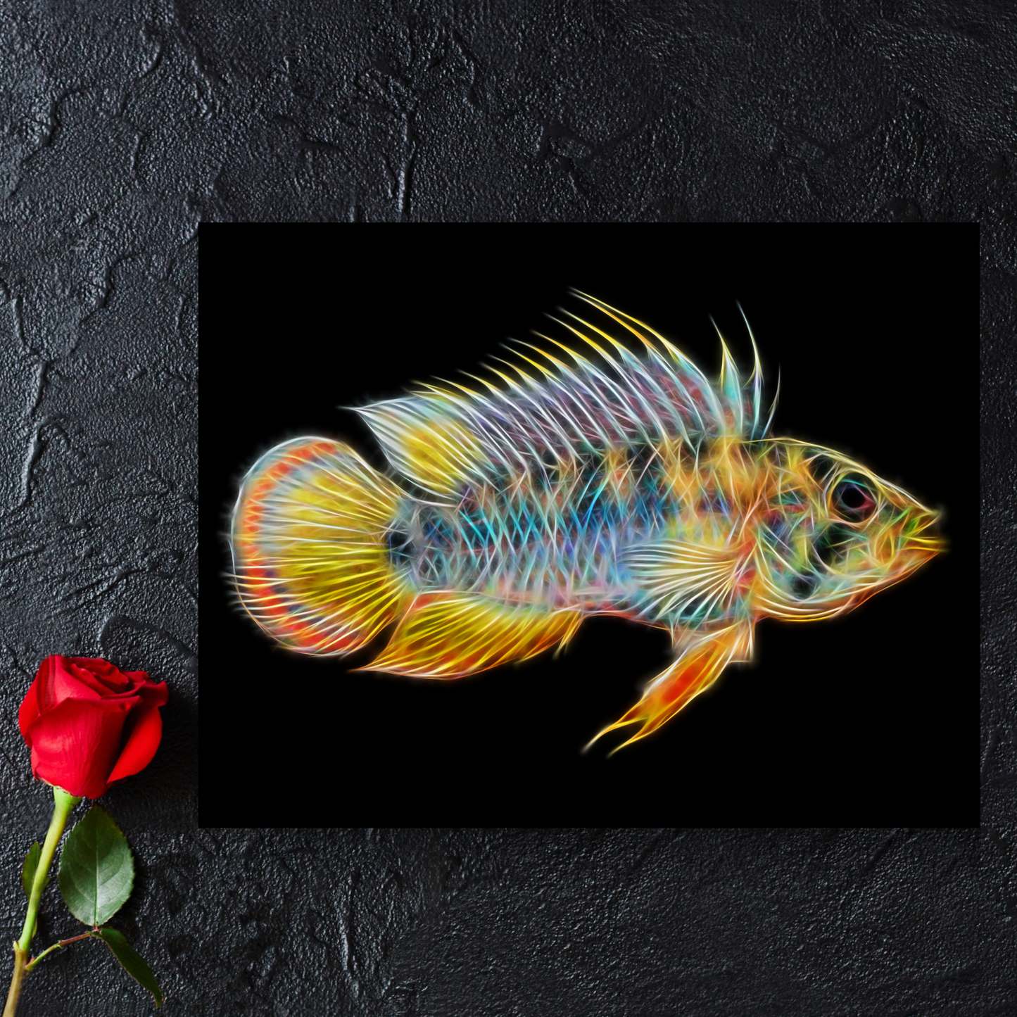 Inca Dwarf Apistogramma Cichlid Fish Aluminium Metal Wall Plaque.