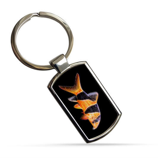 Loach Keyring. A Sturdy Metal Keying with Fractal Art Design.