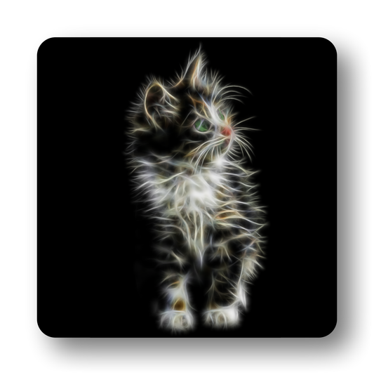Cat Coaster with Fractal Art Design