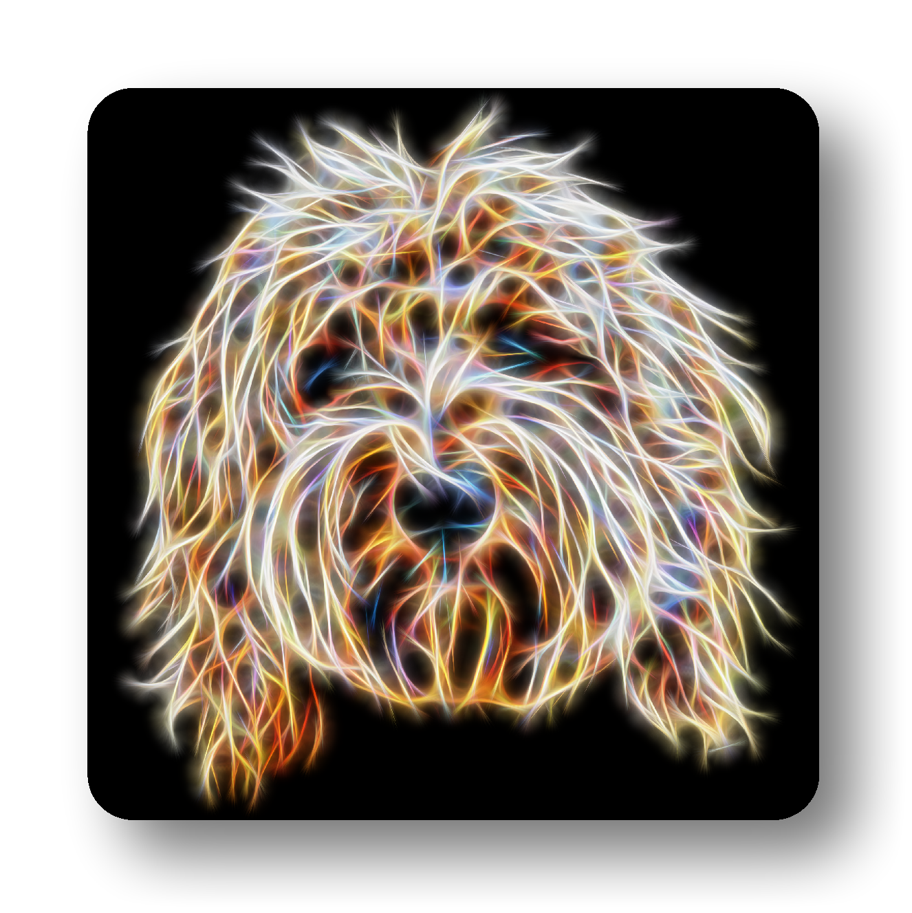 Gold Labradoodle #1 Coaster Fractal Art Design