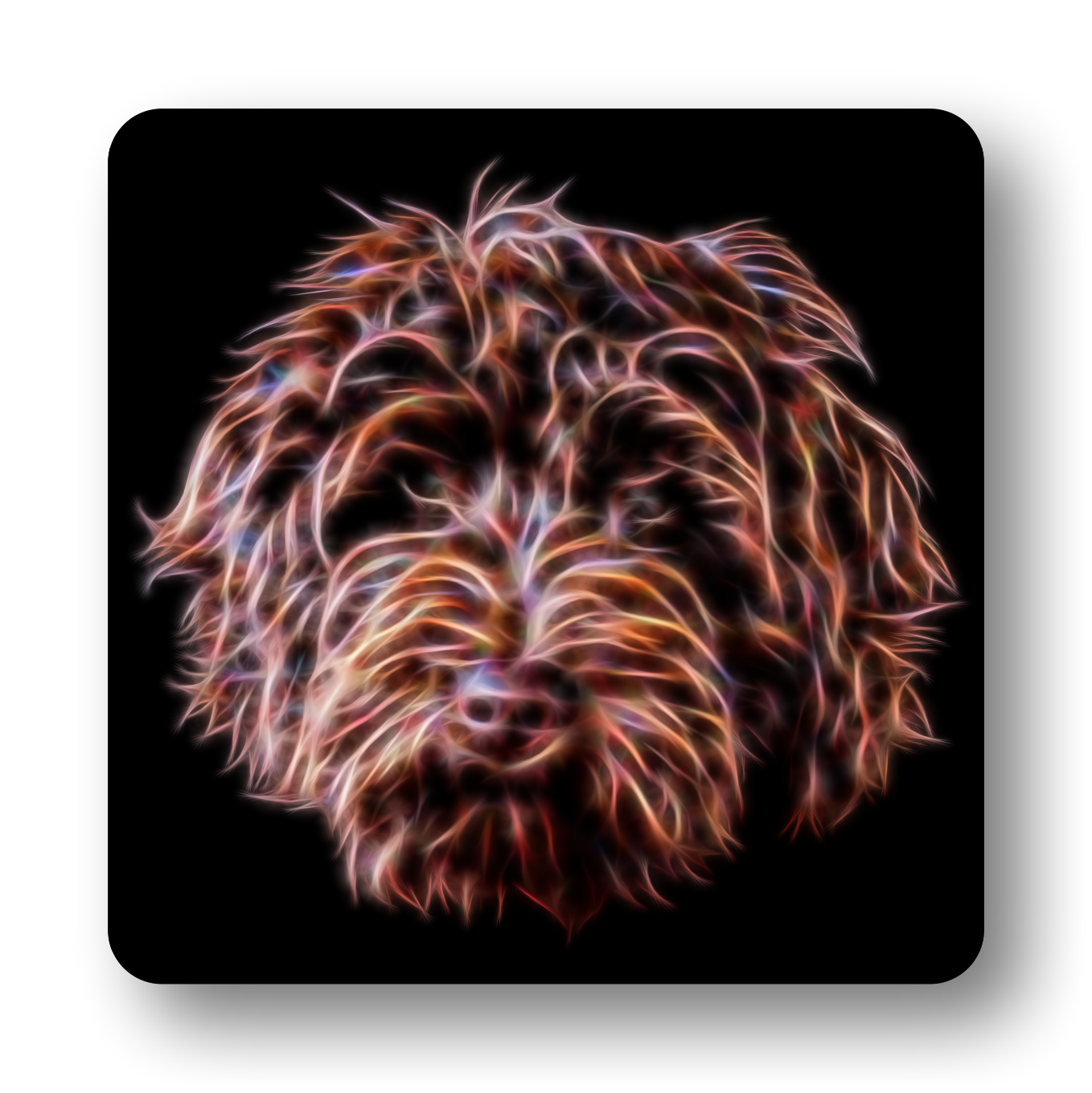 Labradoodle - Chocolate Labradoodle #2 Coaster Fractal Art Design