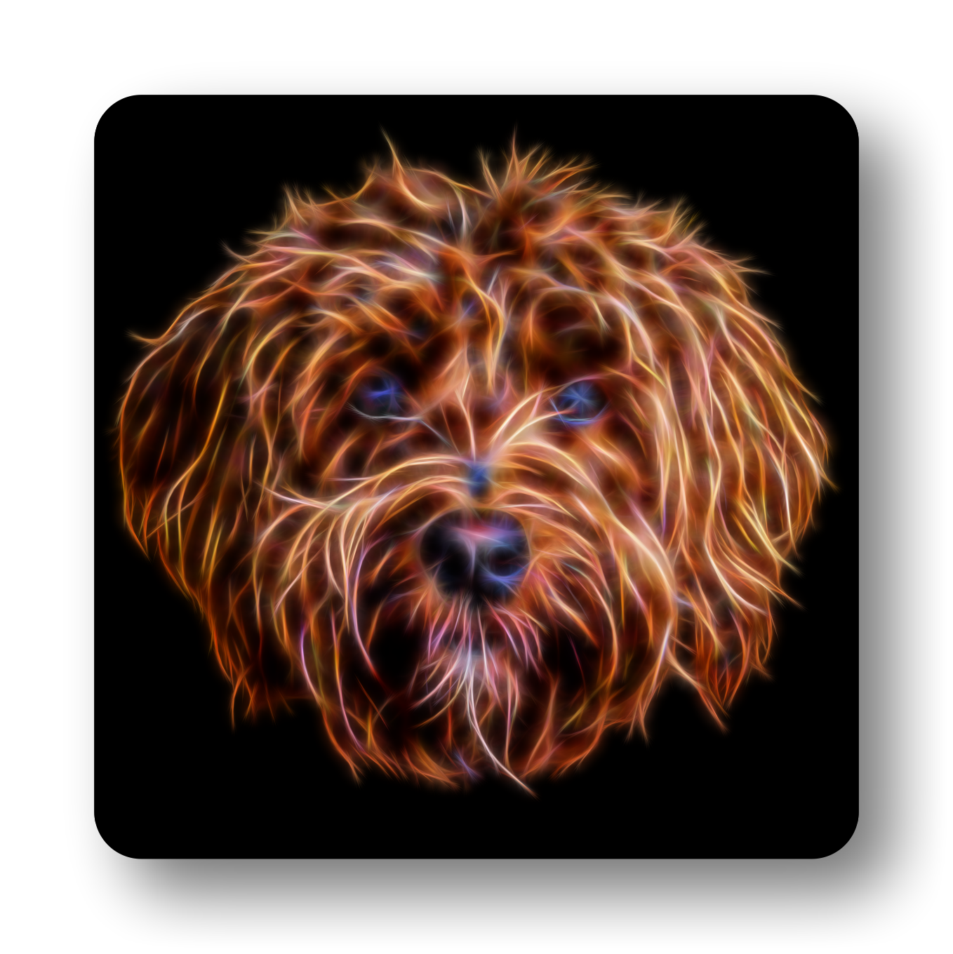 Red Labradoodle #1 Coaster Fractal Art Design