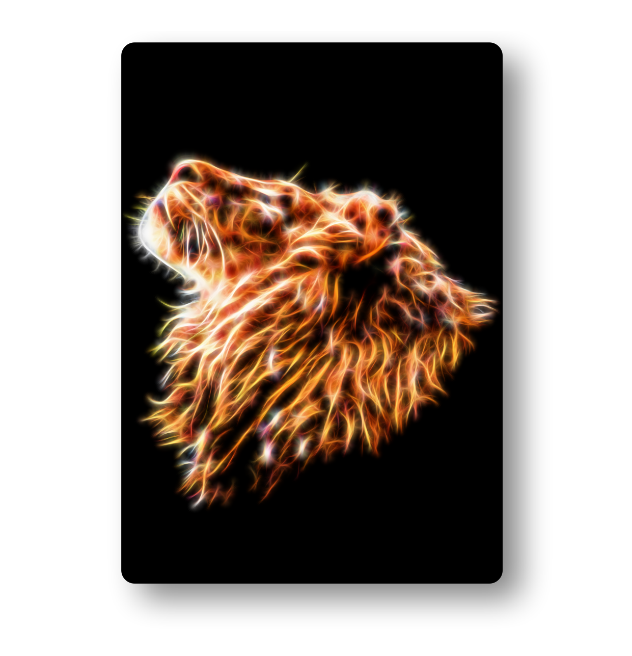 Lion Fractal Art Metal Wall Plaque