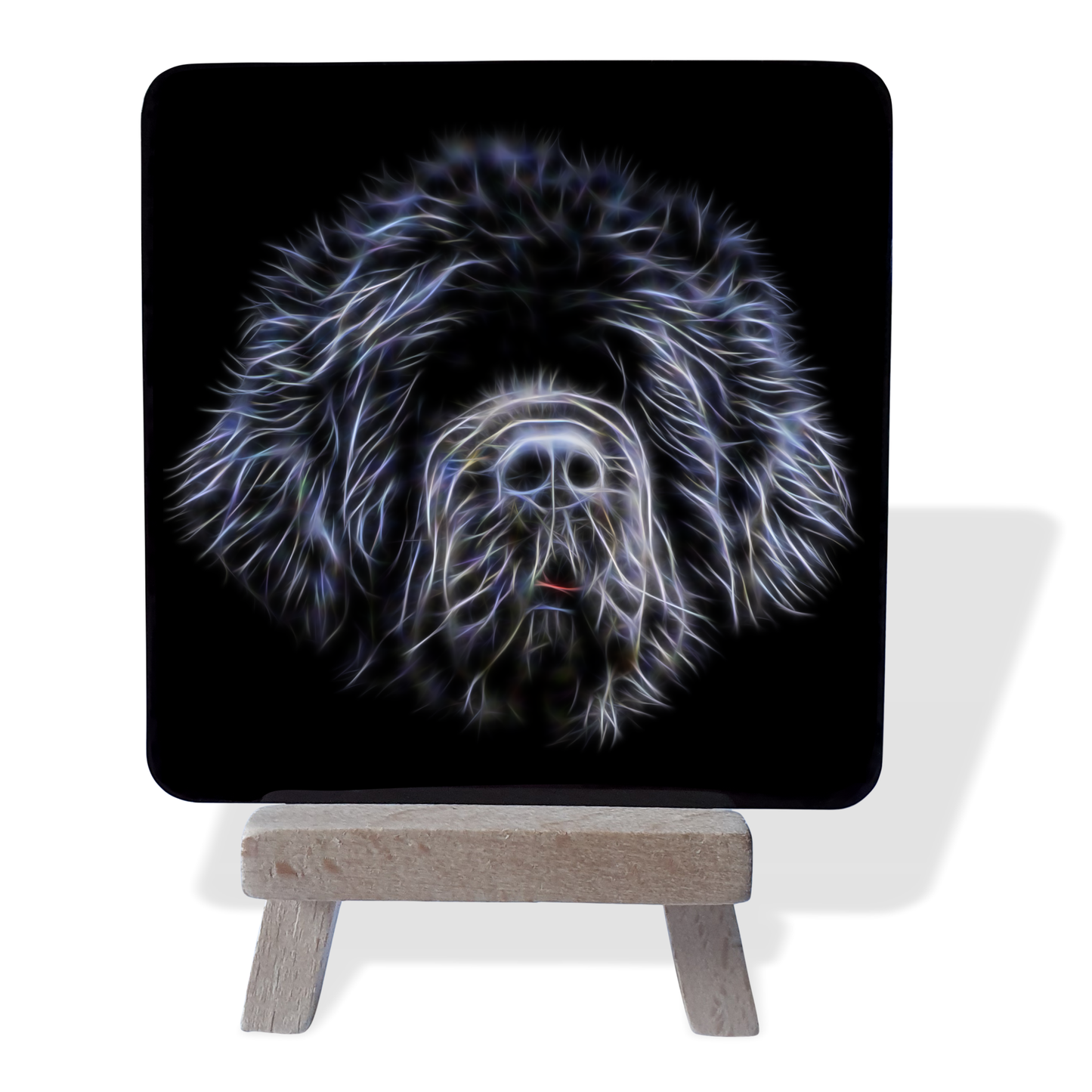 Newfoundland black #1 Metal Plaque and Mini Easel with Fractal Art Design