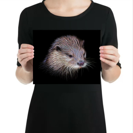 Otter Metal Wall Plaque with Fractal Art Design