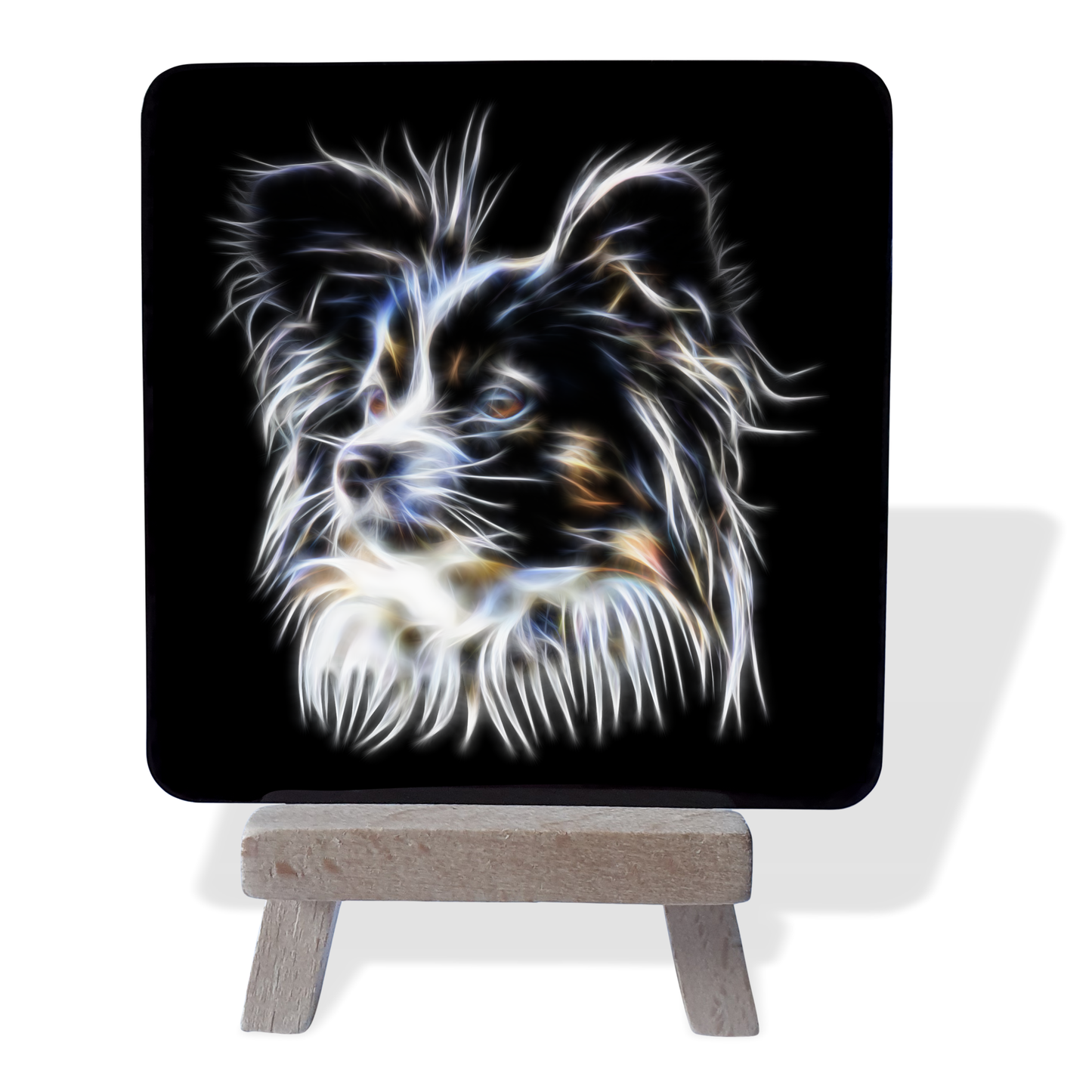 Papillon Metal Plaque and Mini Easel with Fractal Art Design