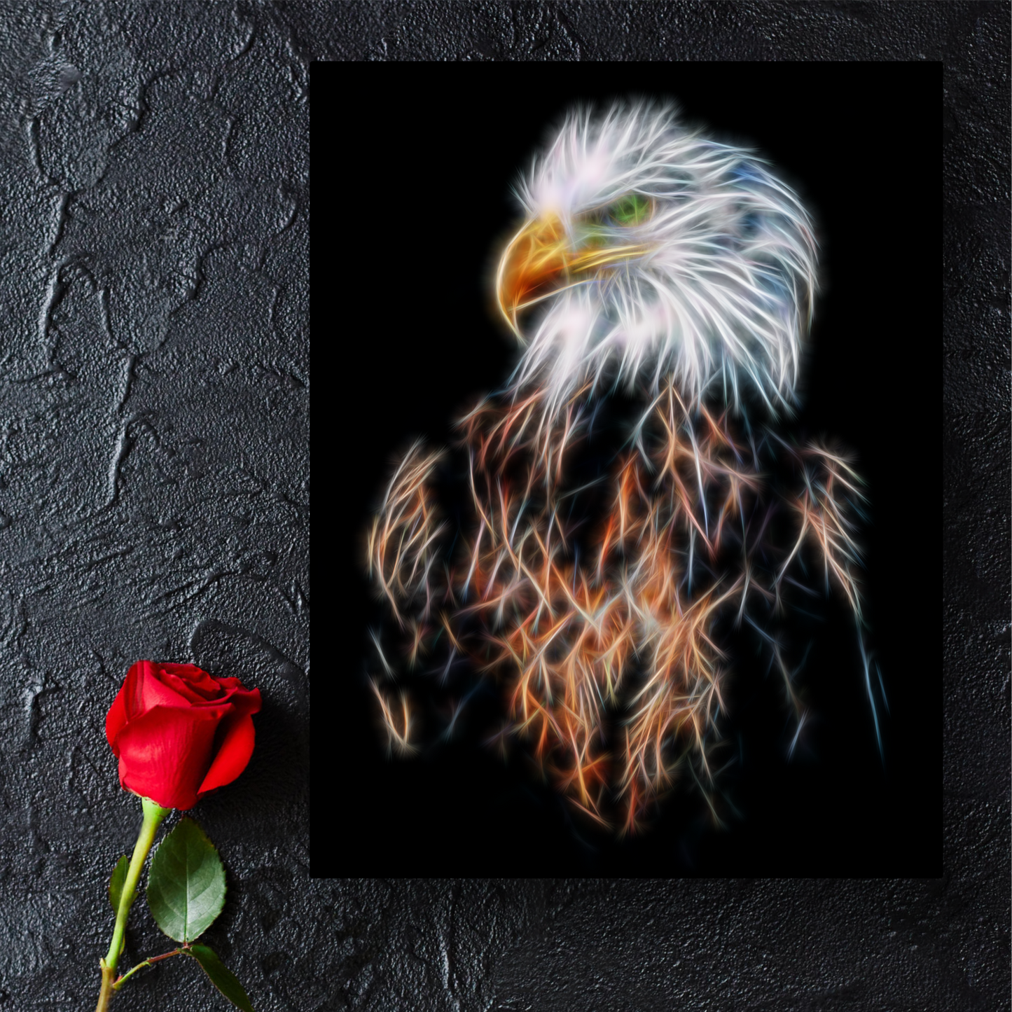 Bold Eagle Fractal Art Aluminium Metal Wall Plaque