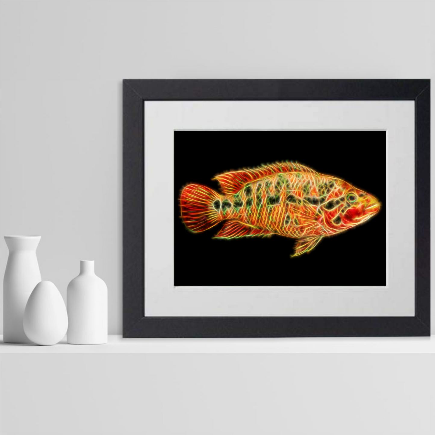 Red Tiger Motaguense Cichlid Print Parachromis motaguensis