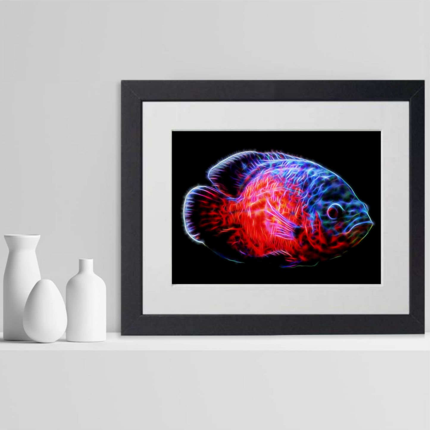 Oscar Cichlid Prints with Stunning Fractal Art Designs.