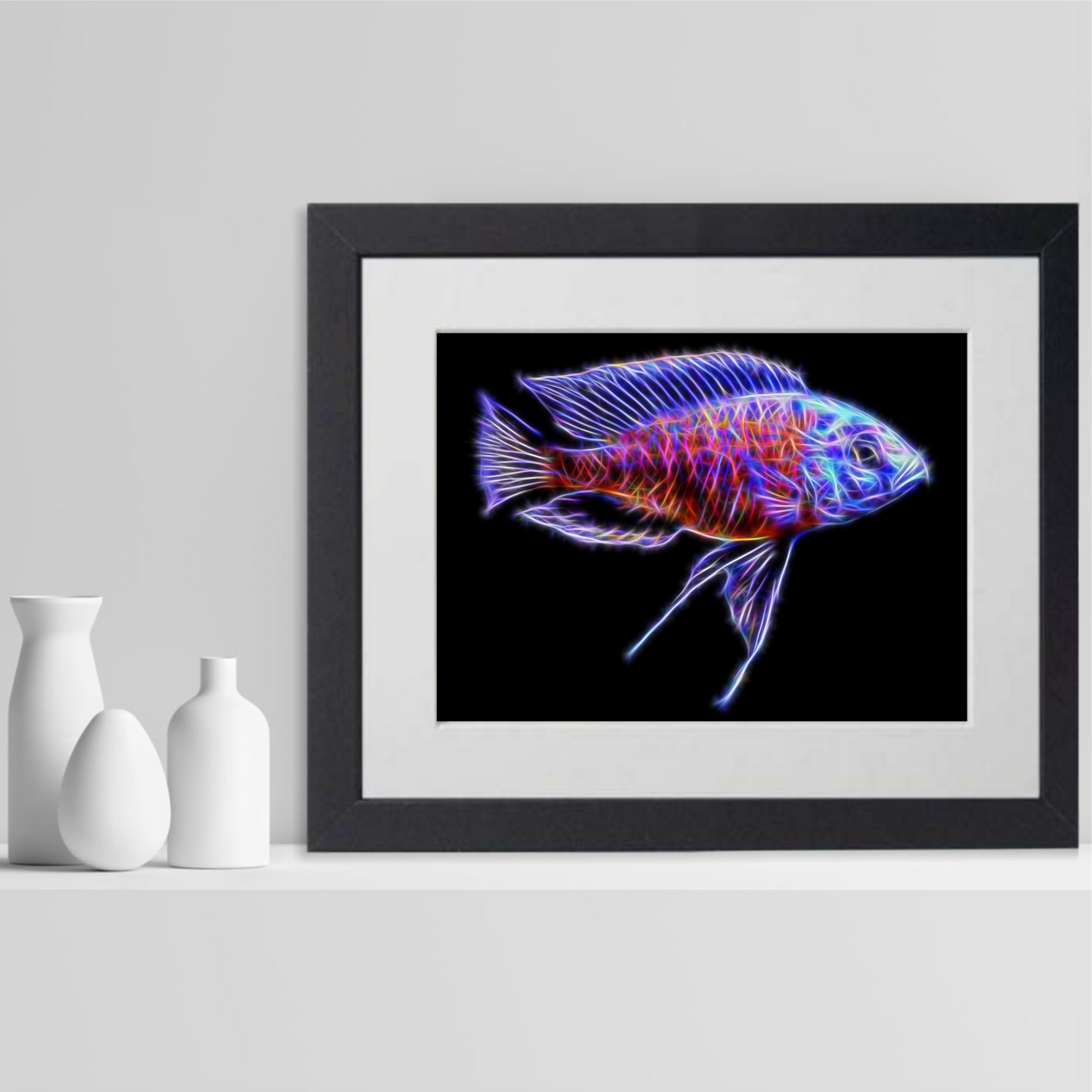 Red Fin Kandago Cichlid Print Copadichromis borleyi