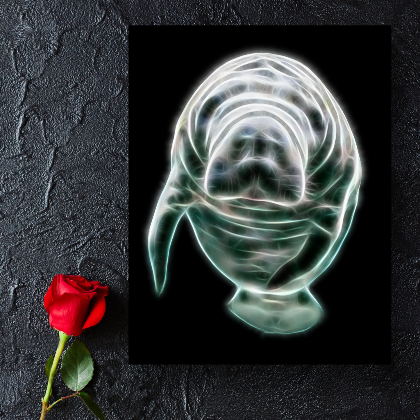 Manatee Fractal Art Metal Wall Plaque