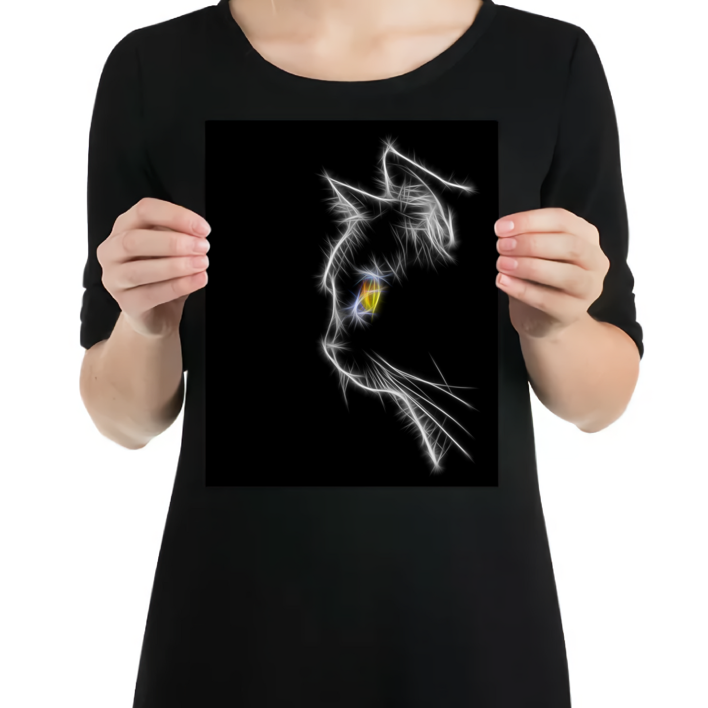 Profile of Yellow eyed Black Cat Aluminium Metal Wall Plaque