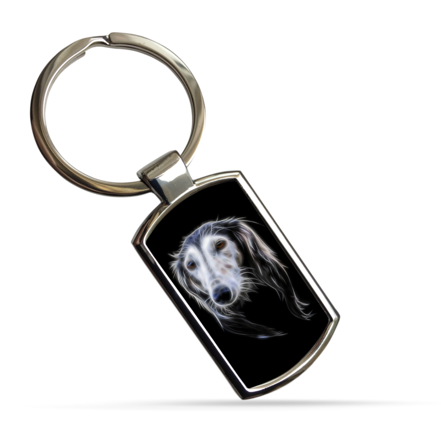 Saluki Metal Rectangle Keyring