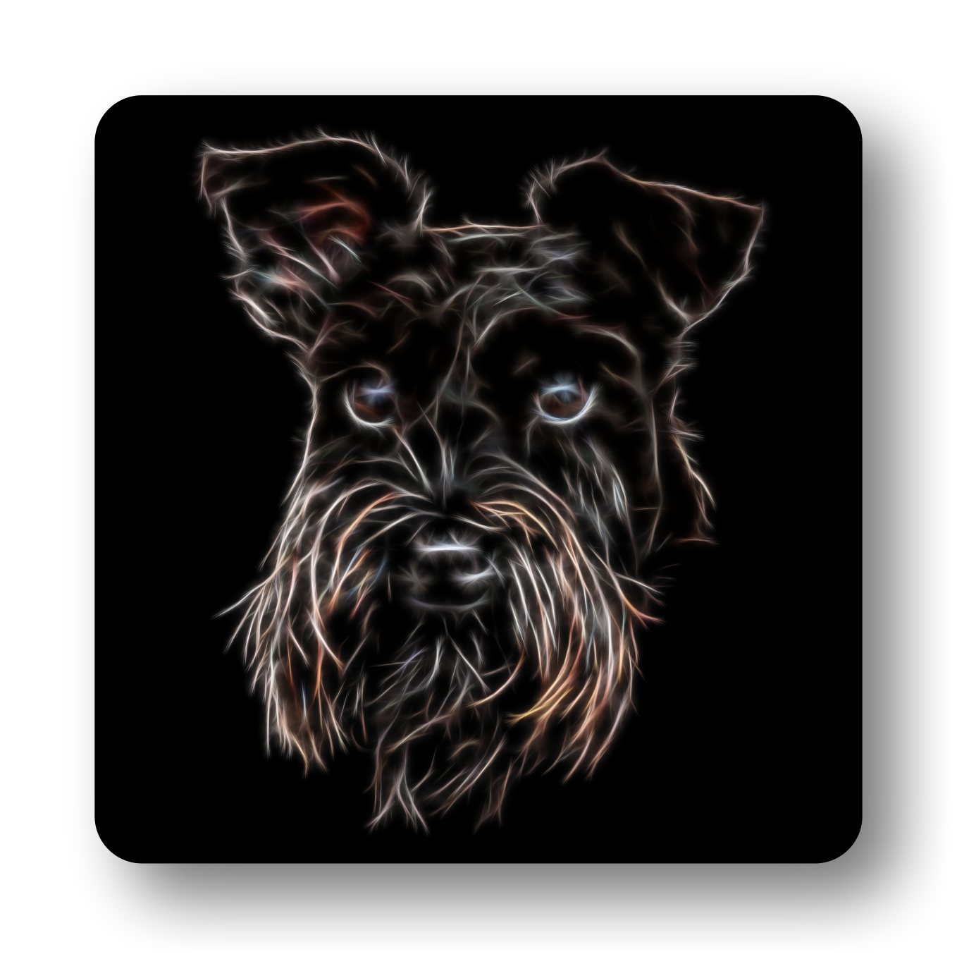 Black Schnauzer #4 Coaster Fractal Art Design