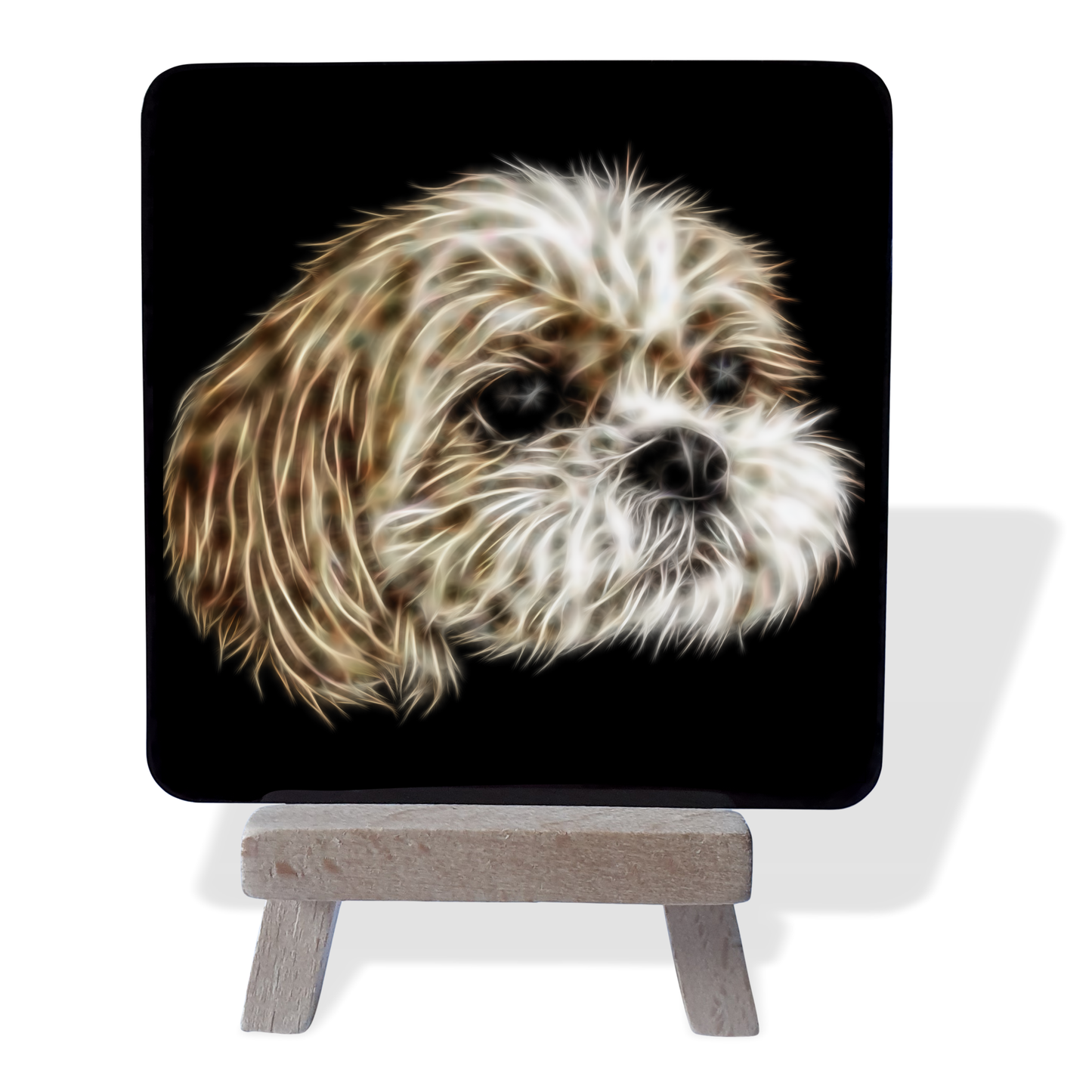 Shih Tzu #2 Metal Plaque and Mini Easel with Fractal Art Design