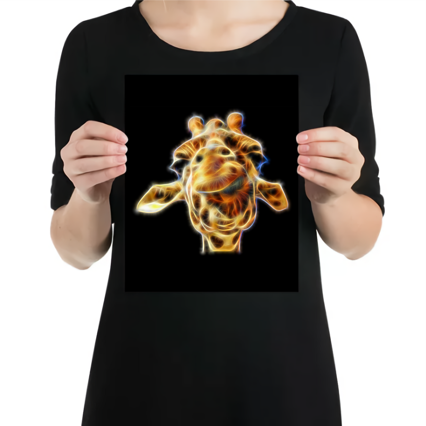 Giraffe Metal Wall Plaque Fractal Art Design