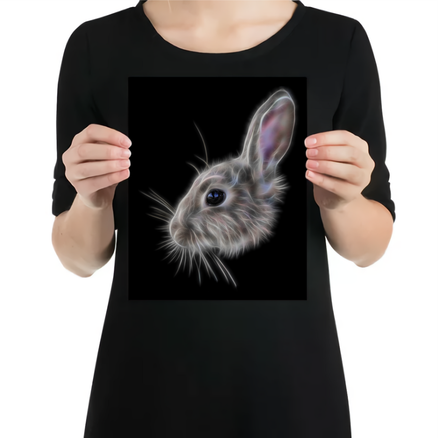 Rabbit Aluminium Metal Wall Plaque with Stunning Fractal Art Design.
