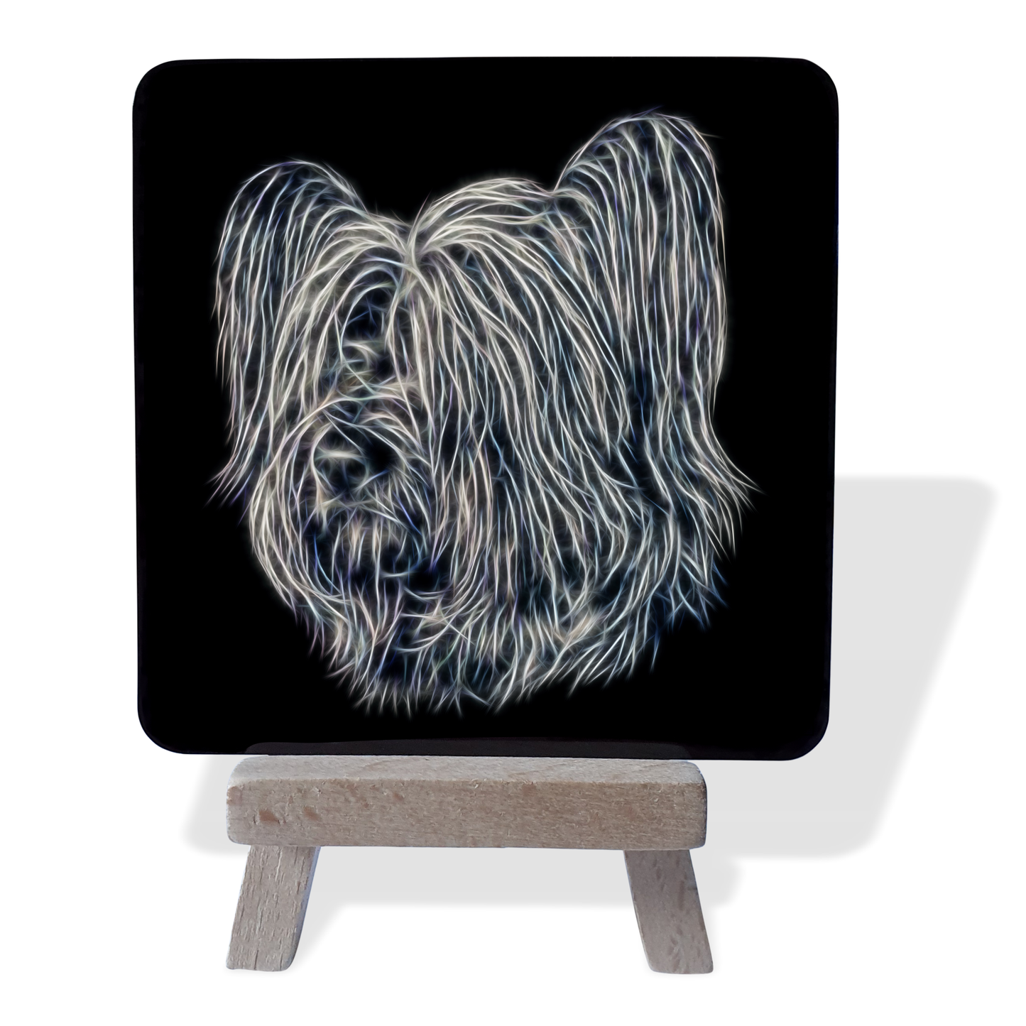 Springer Spaniel Metal Plaque and Mini Easel with Fractal Art Design