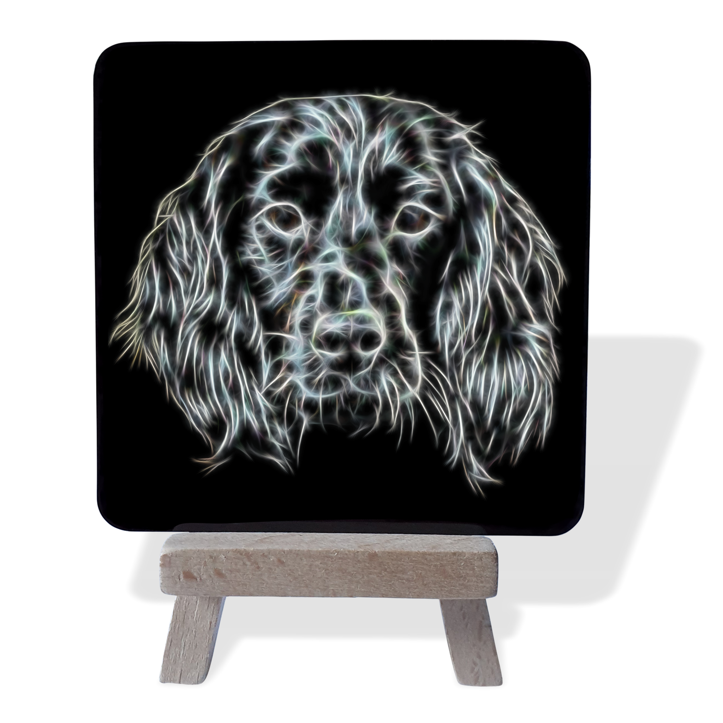Sprocker #1 Metal Plaque and Mini Easel with Fractal Art Design