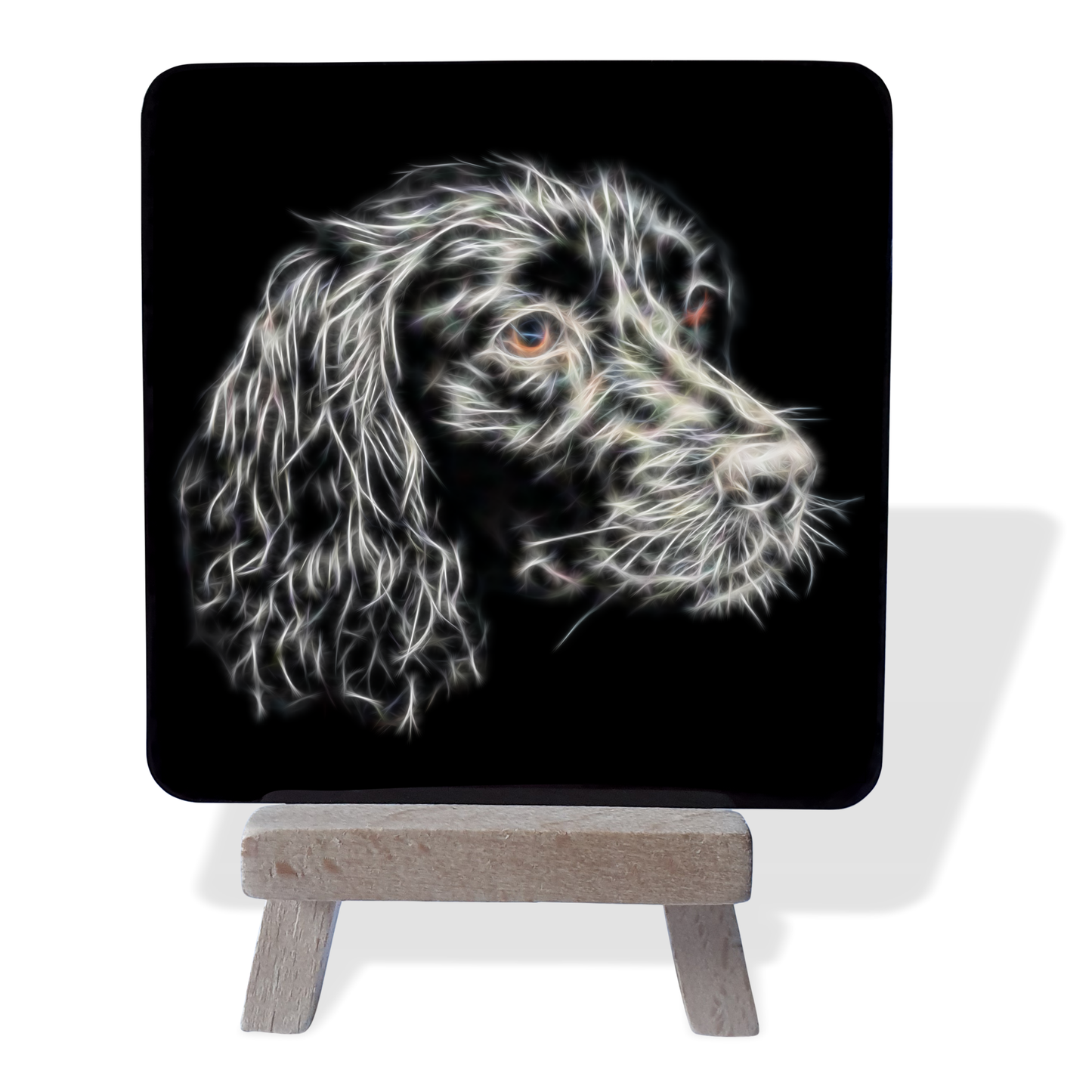 Sprocker #2 Metal Plaque and Mini Easel with Fractal Art Design