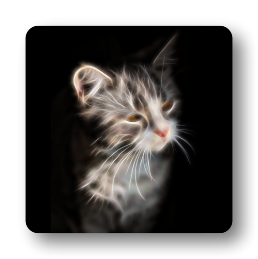 Cat Coaster with Fractal Art Design