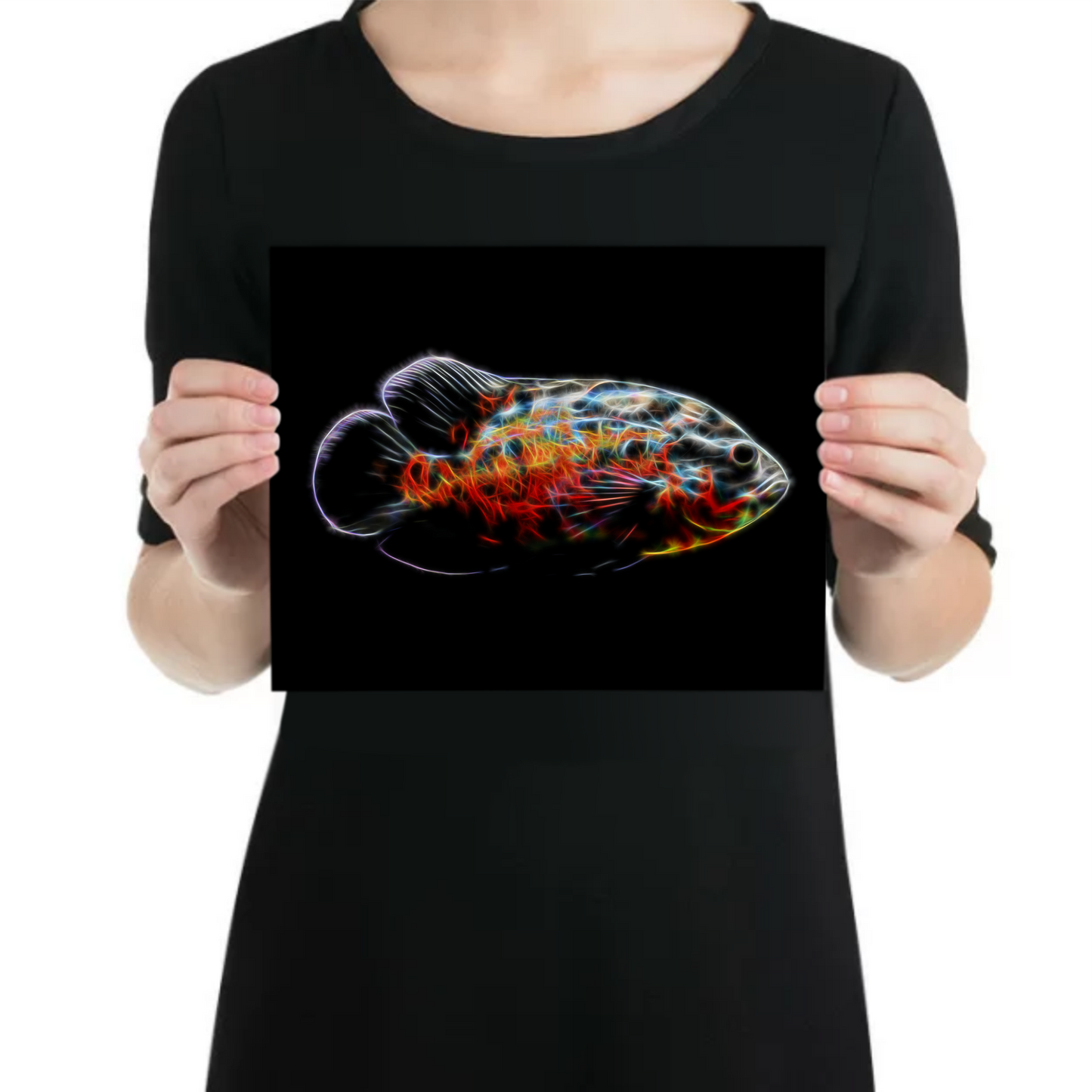 Red Tiger Oscar Cichlid Metal Wall Plaque Astronotus ocellatus