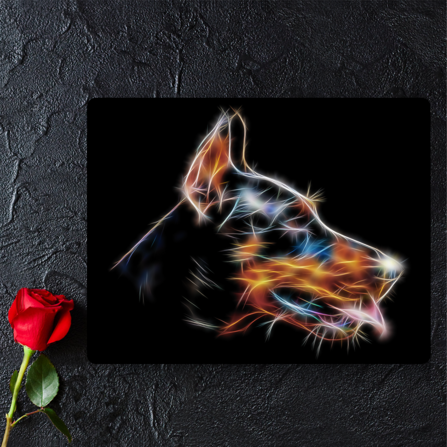 Doberman Metal Wall Plaque Fractal Art Design #1