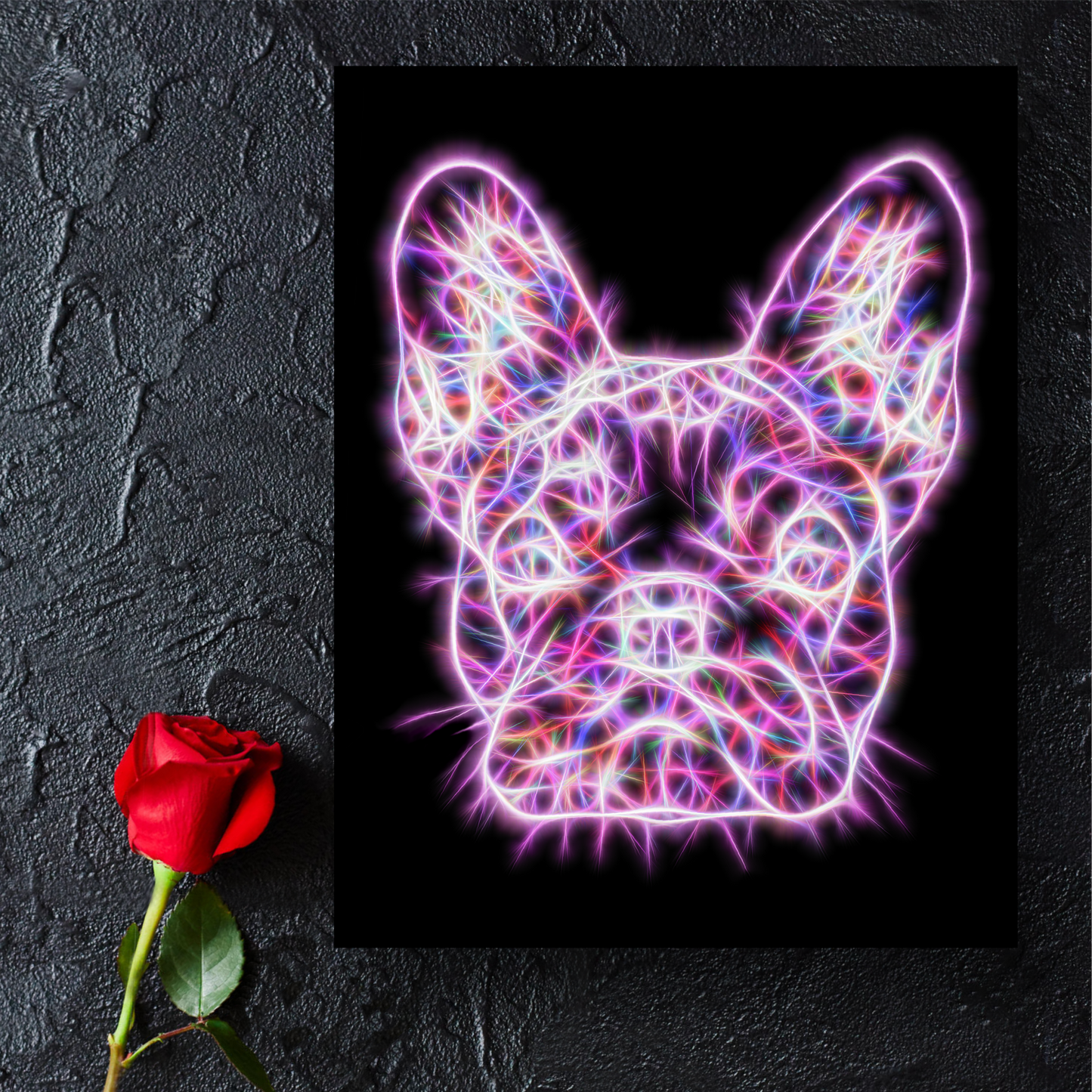 French Bulldog Metal Wall Plaque Fractal Art Design