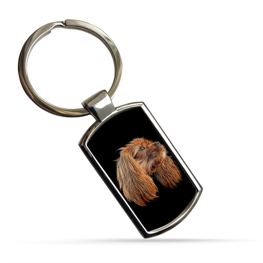 Ruby King Charles Spaniel Metal Rectangle Keyring