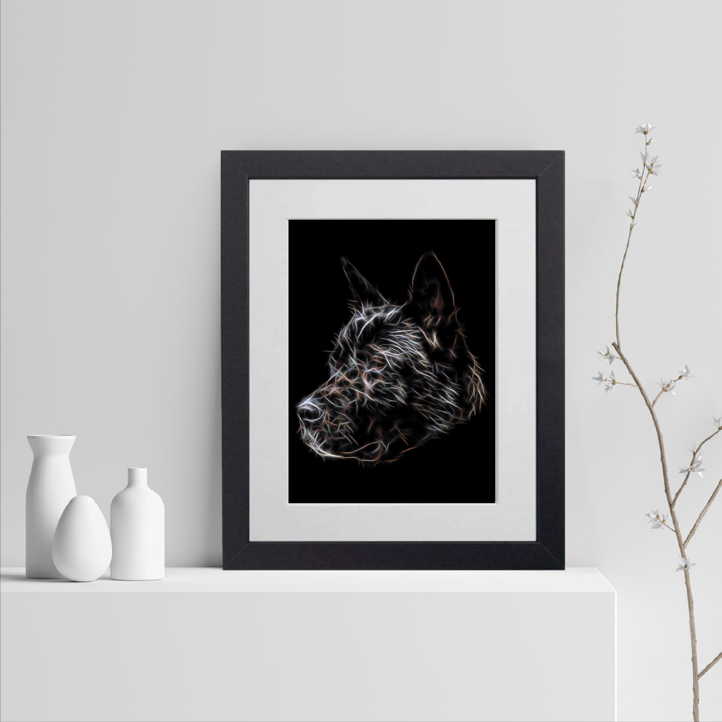 American Akita Print with Stunning Fractal Art Design. Various Sizes Available