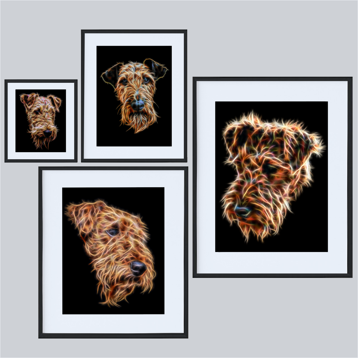 Airedale Terrier Print with Stunning Fractal Art Design. Various Sizes Available