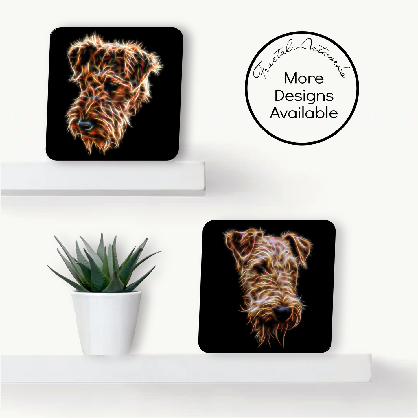 Airedale Terrier Coasters  with Fractal Art Design