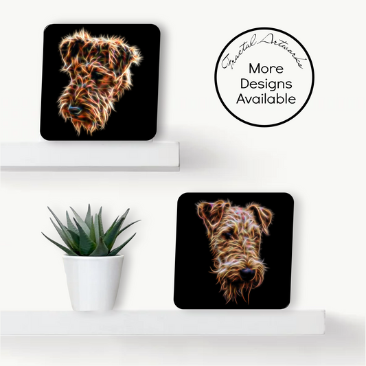 Airedale Terrier Coasters  with Fractal Art Design