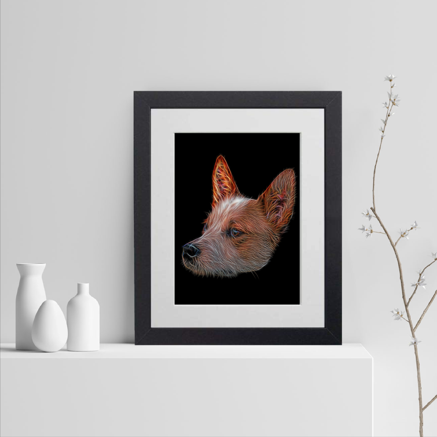 Australian Cattle Dog Print with Stunning Fractal Art Design. Various Sizes Available (Red Heeler)