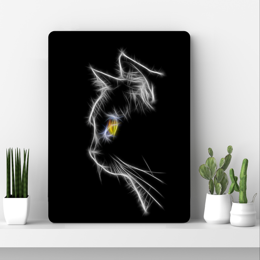 Profile of Yellow eyed Black Cat Aluminium Metal Wall Plaque