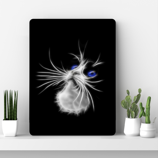 Blue Eye Tuxedo Cat Aluminium Metal Wall Plaque