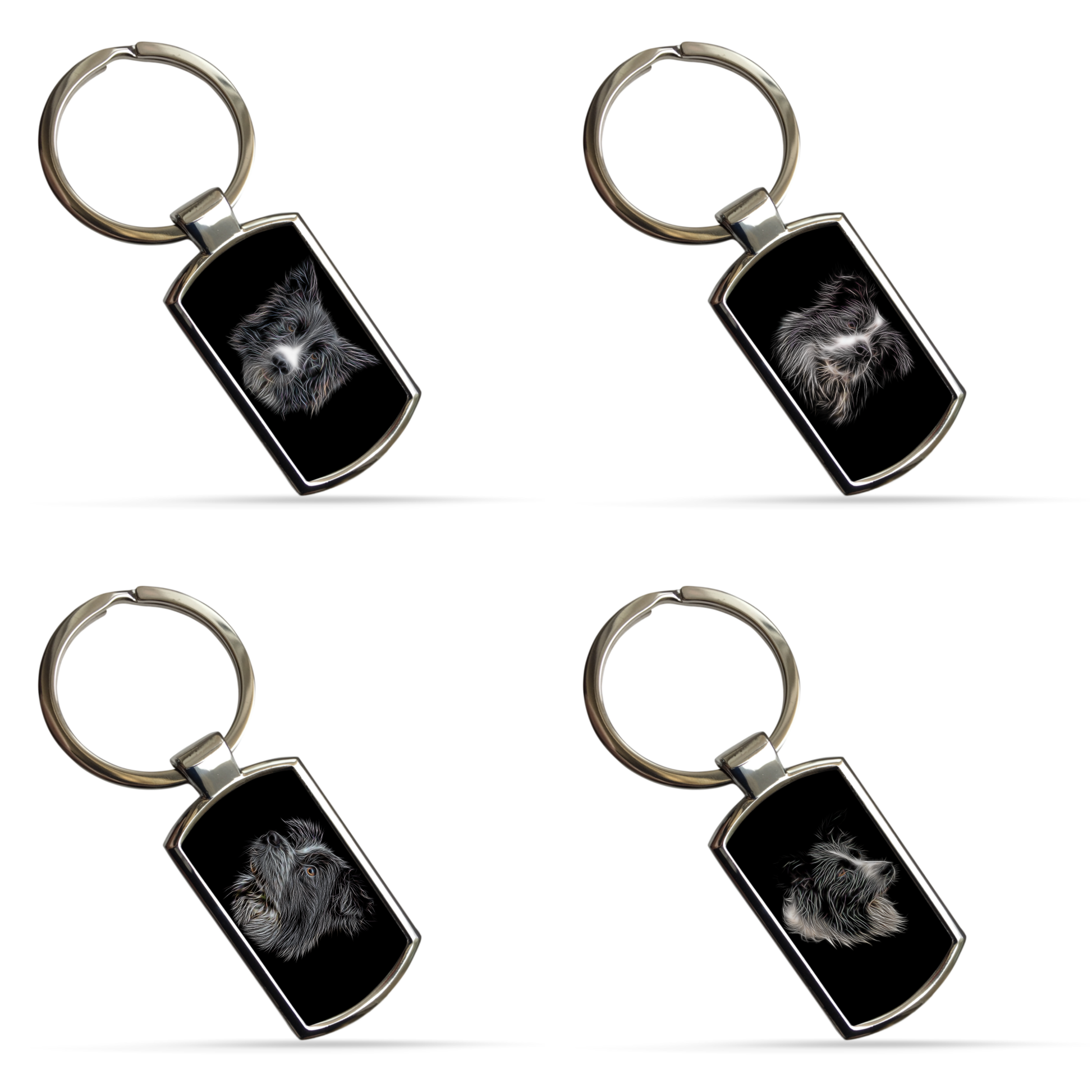 Border Collie Metal Rectangle Keyring