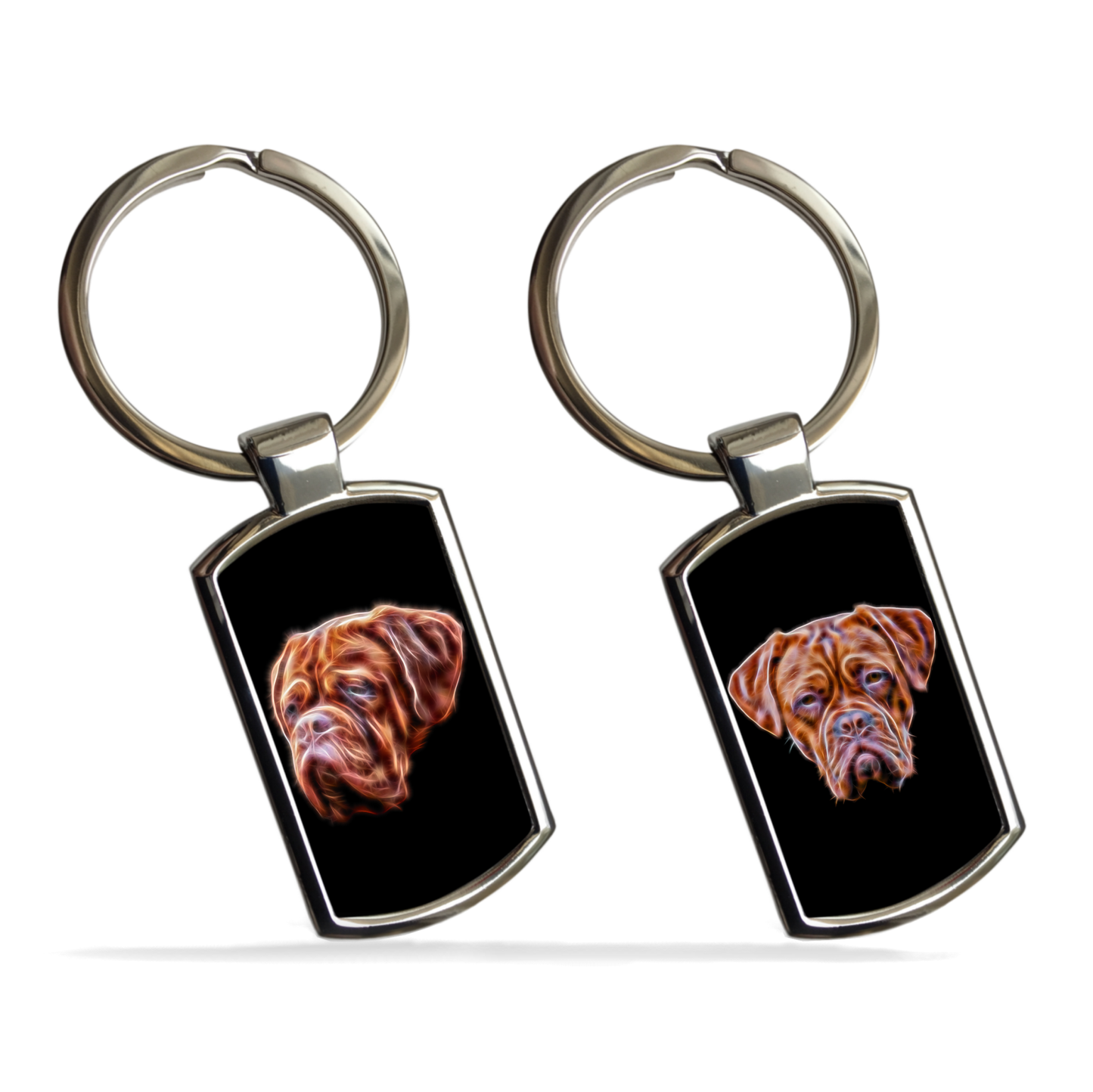 Dogue De Bordeaux Metal Rectangle Keyring